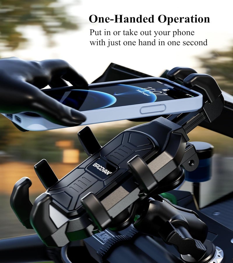 BRCOVAN Motorcycle Fork Stem Phone Mount Holder with Vibration Dampener, Heavy Duty Cellphone Cradle Fit Stem Tubes 12mm-25.4mm in Diameter, Adjustable for 5.4-6.9'' Smartphone - Image 5